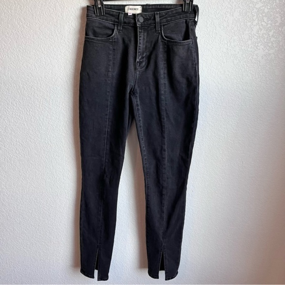 L’Agence faded black denim front pleat size 26